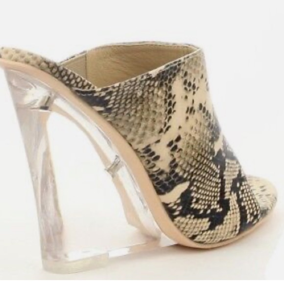 - Multi Snake Slip On 4.5" High Heel Clear Wedge - Picture 2 of 9